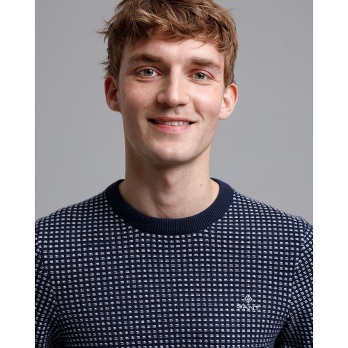 Gant  Navy / Ecru heren (GANT PULL CREW - 8030091  BLUE) - Di Classe (Sluis)