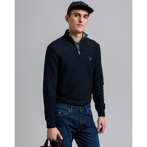 Gant  Bruin / Roos heren (GANT PULL HALFZIP - 8030085  BLUE) - Di Classe (Sluis)