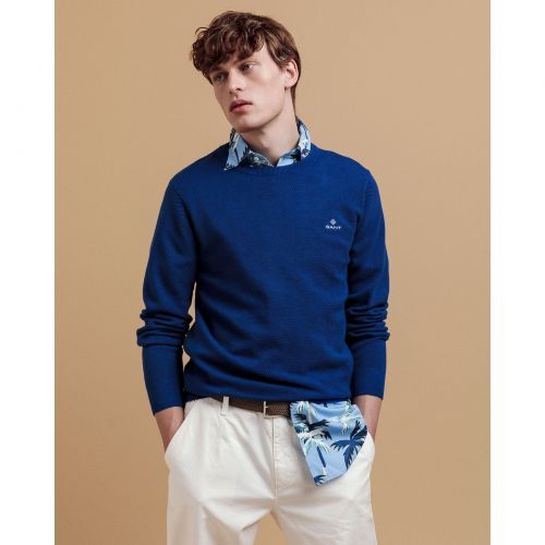 Gant  Denim Blue heren (GANT PULL PIQUE - 8030521  DENIM BLUE) - Di Classe (Sluis)