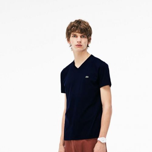 Lacoste  Bruin / Roos heren (LACOSTE  T.SHIRT - TH6710  NAVY) - Di Classe (Sluis)