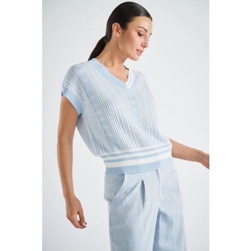 Marie Mero  Licht blauw-Wit