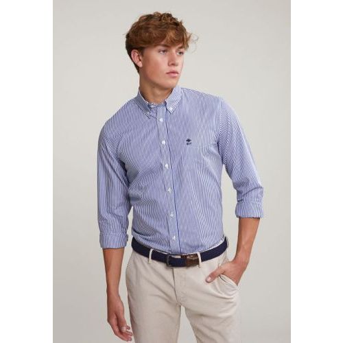 River Woods  Wit / Middenblauw heren (RIVER WOODS HEMD - D8850 - S30356) - Di Classe (Sluis)