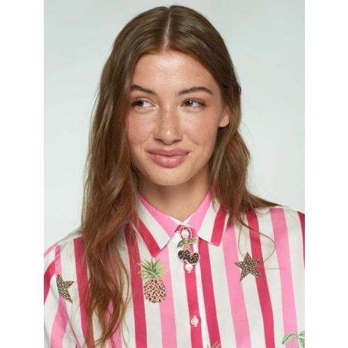 Vilagallo  Ecru - Roze dames (VILAGALLO SHIRT - 33641 ECRU ROOS) - Di Classe (Sluis)